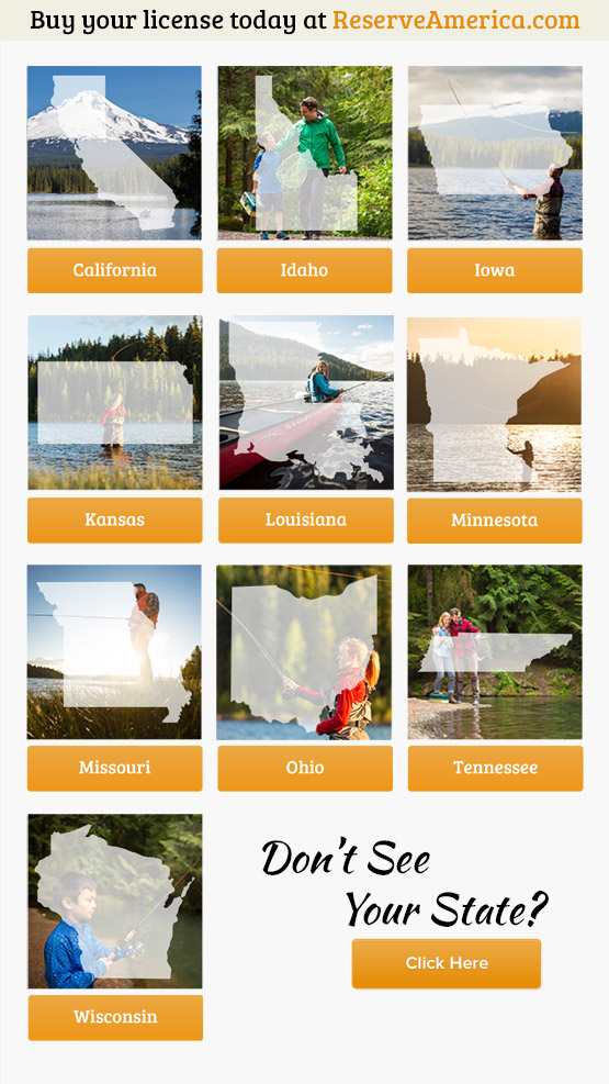 Buy your license online! http://www.reserveamerica.com/outdoors/hunt-fish-licenses.htm