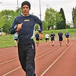 Three time Olympian demonstrates technique at the Wonders of Walking Regional Racewalk Retreat.