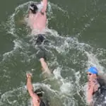 <strong>David Davies leads during an open water swimming race.</strong><br><br>Photo: Javier Blazquez