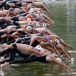 <strong>Competitors start the men's 10K race at the 2008 World Open Water Swimming Championships in Seville, Spain</strong><br><br>
AP Photo/Miguel Angel Morenatti